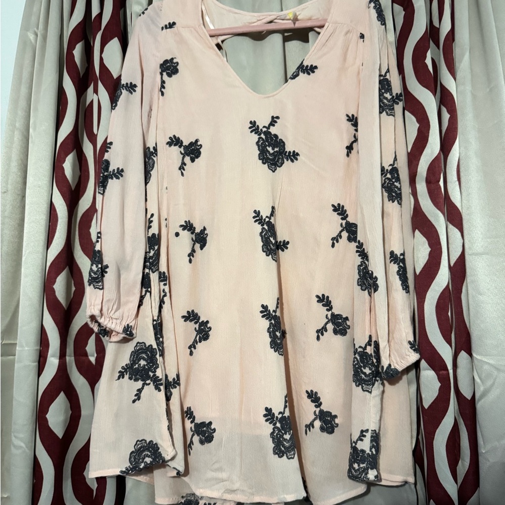 Free People Blush and Black Floral Mini Dress - Picture 5 of 6